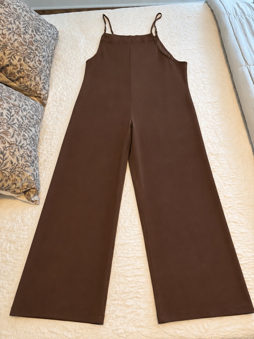 New Zenana Brown Wide-Leg Jumpsuit – Size Medium